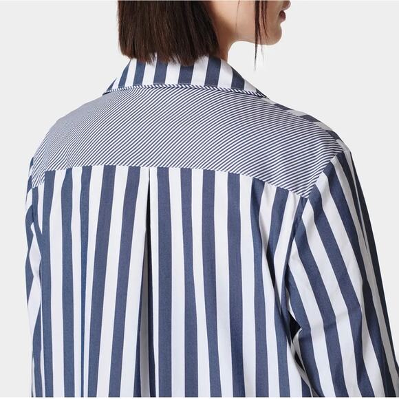 Sweaty Betty Blue Stripe Print Restful Sleep Shirt Navy Blue White - Size: 0 - 2 - Picture 6 of 8